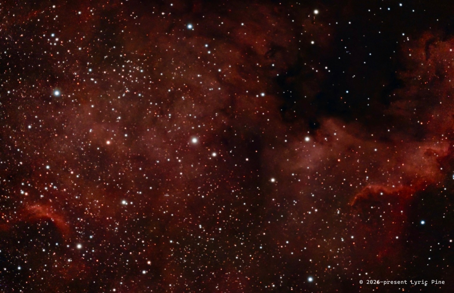 The North America Nebula (Caldwell 20): a cloud of glowing hydrogen shaped like the North American continent.